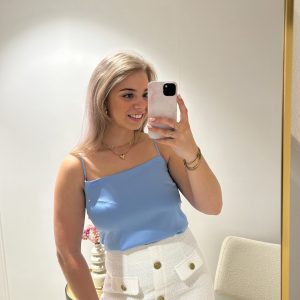 Satijnen Strik Top Blauw
