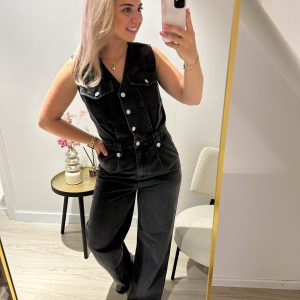 Grey Denim Jumpsuit