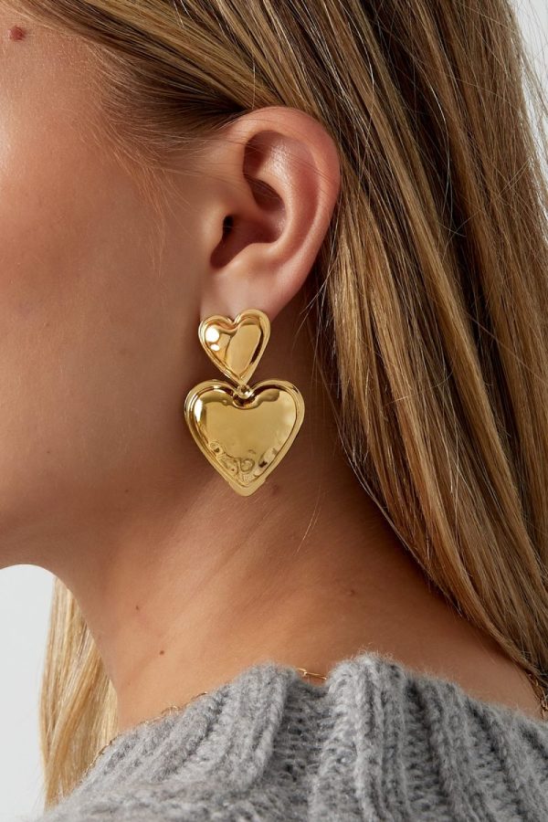 Heart Duo Oorbellen - Zilver - Afbeelding 2