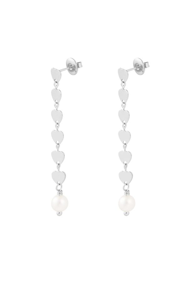 Heart Pearl Oorbel - Zilver - Afbeelding 2