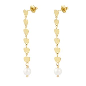 Heart Pearl Oorbel - Goud