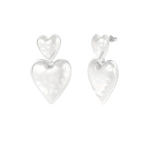 Heart Duo Oorbellen - Zilver