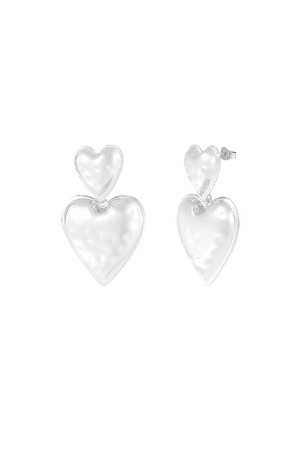 Heart Duo Oorbellen - Zilver