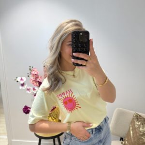 Happy T-shirt - Geel