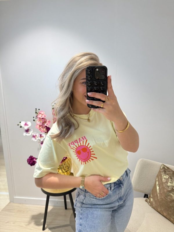Happy T-shirt - Geel