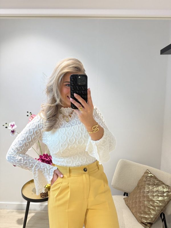 Lace Heart Top - Ecru