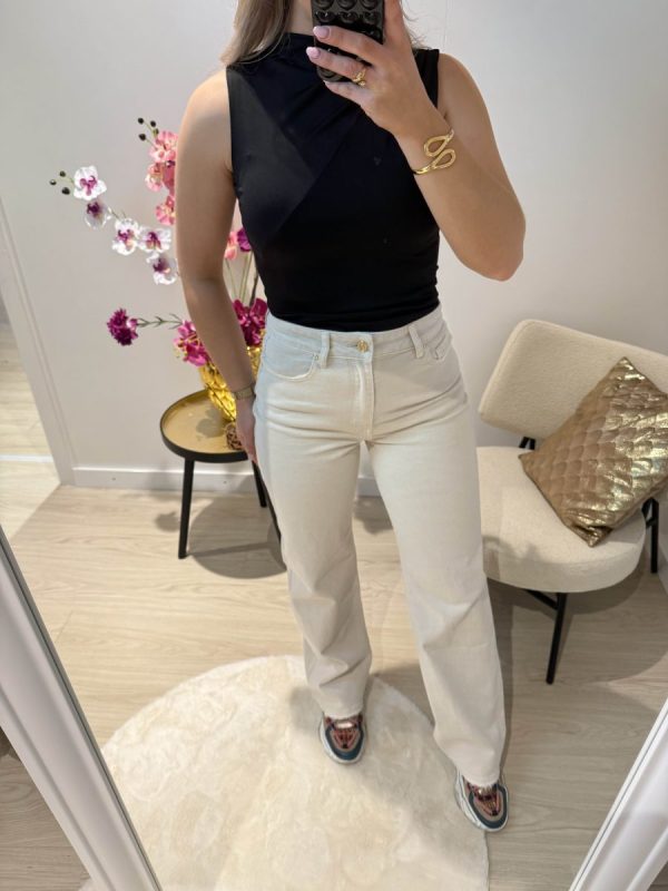 Eliza Wide Leg Jeans Beige - Queen Hearts
