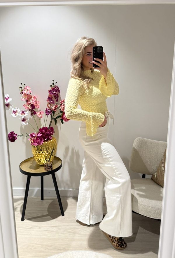 Bente Wide Leg Strik Jeans Wit - Redial - Afbeelding 4