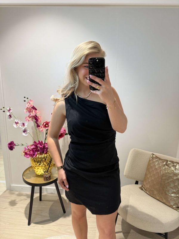Bibi One Shoulder Dress - Zwart