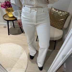 Mila Wide Leg Jeans Wit - Queen Hearts