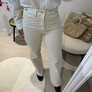 Mila Wide Leg Jeans - Beige - Queen Hearts