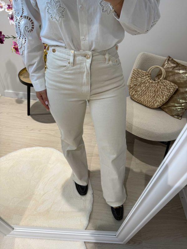 Mila Wide Leg Jeans - Beige - Queen Hearts