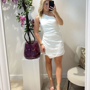 Bibi One Shoulder Dress - Wit