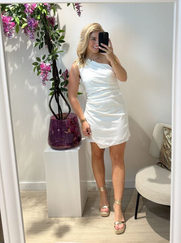 Bibi One Shoulder Dress - Wit