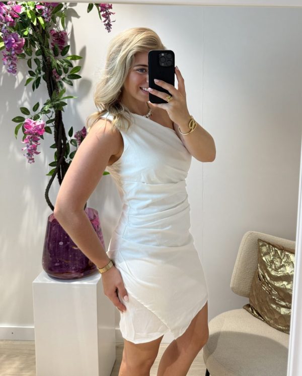 Bibi One Shoulder Dress - Wit - Afbeelding 4