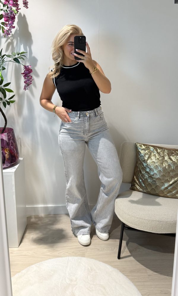 Mila Wide Leg Jeans - Grijs - Queen Hearts - Afbeelding 3