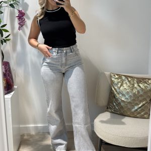 Mila Wide Leg Jeans - Grijs - Queen Hearts