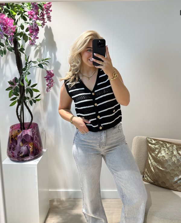 Sofie Stripe Top - Zwart - Afbeelding 2