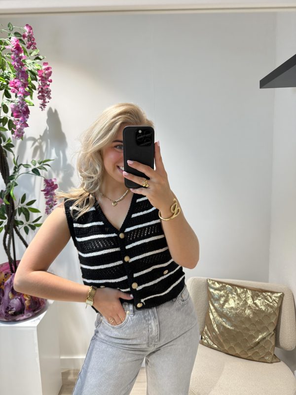 Sofie Stripe Top - Zwart - Afbeelding 3