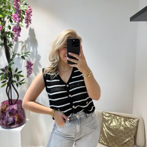 Sofie Stripe Top - Zwart