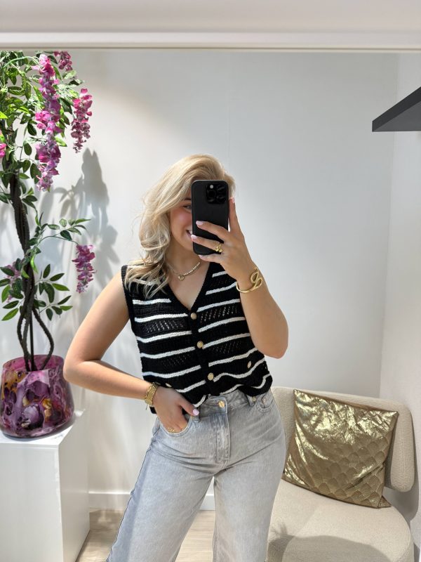 Sofie Stripe Top - Zwart