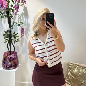 Sofie Stripe Top - Bordeaux