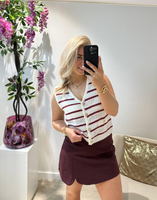 Sofie Stripe Top - Bordeaux